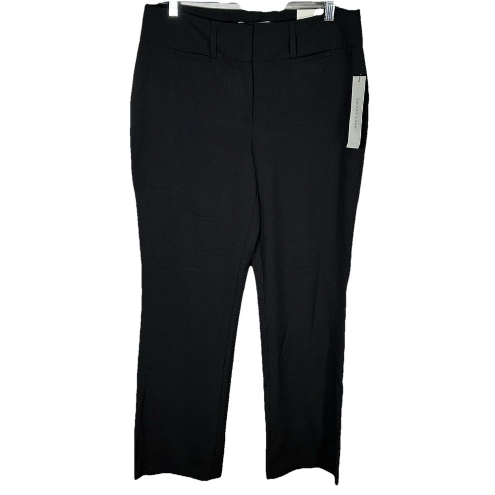 Larry Levine Dress Pants Womens Sz 10 Black High Rise Slacks Trouser Stretch NWT